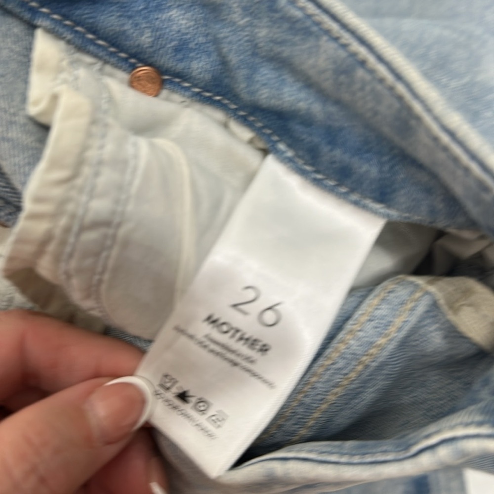 Mother The Pixie Ankle Fray Light Wash Distressed button fly jeans size 26 - Picture 12 of 14